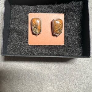 Art Deco rare gemstone 925 silver earrings